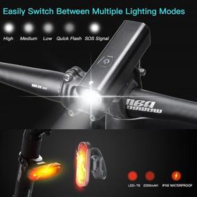 img 2 attached to 🚲 Flides USB Rechargeable Bike Light Set - 1000LM Front Headlight & Back Taillight, 2200mAh, Waterproof, 5 Light Modes, Rear Reflectors - Ideal for Night Riding