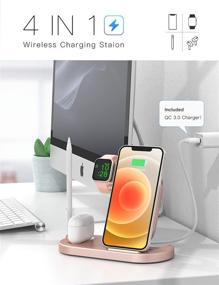 img 2 attached to 🔌 Sixmas 4 in 1 Wireless Charging Stand for iPhone 11/12 Pro max/Samsung - Qi Fast Wireless Charger Dock for Apple Watch SE 6/5/4/3/2/1, AirPods Pro Pencil - with QC3.0 Adapter