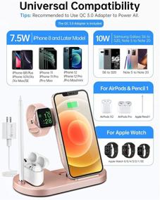 img 3 attached to 🔌 Sixmas 4 in 1 Wireless Charging Stand for iPhone 11/12 Pro max/Samsung - Qi Fast Wireless Charger Dock for Apple Watch SE 6/5/4/3/2/1, AirPods Pro Pencil - with QC3.0 Adapter
