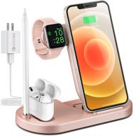 🔌 sixmas 4 in 1 wireless charging stand for iphone 11/12 pro max/samsung - qi fast wireless charger dock for apple watch se 6/5/4/3/2/1, airpods pro pencil - with qc3.0 adapter logo