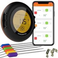 🔥 ultimate bbq thermometer: premium digital wireless meat thermometer with 6 probes, bluetooth, wifi, timer, alarm & strong magnets - for perfectly cooked bbq, grill, food smoker, oven & kitchen logo