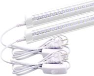 pack of 2 t8 led under cabinet lighting fixtures - 2ft, 15w, 1680lm, cool white 6500k, corded electric with built-in on/off switch - perfect for workbench, utility shop, and more логотип