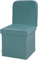 🪑 b fsobeiialeo teal velvet ottoman with storage, backrest and folding design – perfect for vanity, desk, and toy chest logo