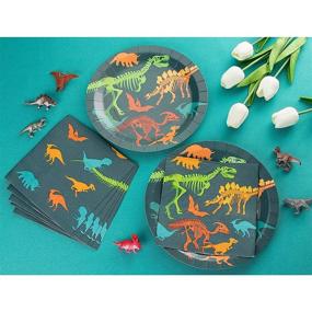 img 3 attached to 🦖 Dino Napkins - 100-Pack Dinosaur Fossil Skeleton Disposable Paper Napkins for Kids Birthday Dinosaur Party Supplies Luncheon Size
