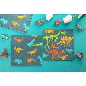 img 2 attached to 🦖 Dino Napkins - 100-Pack Dinosaur Fossil Skeleton Disposable Paper Napkins for Kids Birthday Dinosaur Party Supplies Luncheon Size