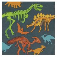 🦖 dino napkins - 100-pack dinosaur fossil skeleton disposable paper napkins for kids birthday dinosaur party supplies luncheon size logo