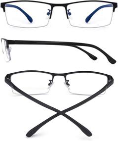 img 1 attached to 👓 Men's Semi Rimless Computer Readers - JM Classic Rectangle Blue Light Blocking Glasses