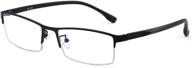 👓 men's semi rimless computer readers - jm classic rectangle blue light blocking glasses logo