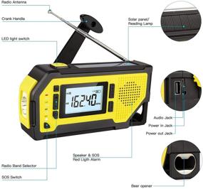 img 2 attached to Экстренное погодное радио BMBMPT: AM/FM/NOAA солнечное ручное криво-камбалистическое радио с ЖК-дисплеем, фонариком, разъемом для наушников, сигналом SOS, банком мощности 2000 мАч.