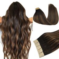 🌰 doores balayage dark brown to chestnut brown 18 inch tape in hair extensions - natural, real human hair extensions for straight and long-lasting style logo