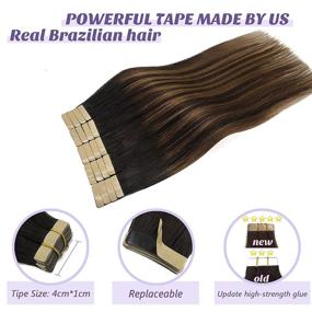 img 1 attached to 🌰 DOORES Balayage Dark Brown to Chestnut Brown 18 Inch Tape in Hair Extensions - Natural, Real Human Hair Extensions for Straight and Long-lasting Style