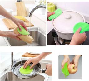 img 2 attached to 🧼 Multipurpose 2-Pack Silicone Bottle Cleaning Brush and Dish Washing Scrubber Sponge Set – FDA Approved Cleaning Tools for Kitchen by TIMGOU