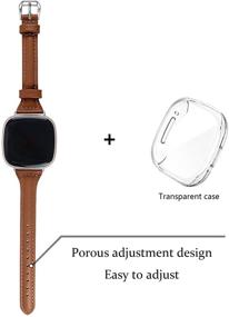 img 3 attached to 👩 Joyozy Thin Leather Bands: Clear Screen Protector for Fitbit Sense/Versa 3 – Professional, Chic Wristband Strap Replacement for Women and Men (Brown)