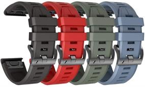 img 4 attached to 📿 ANCOOL 26mm Easy Fit Silicone Watch Strap Wristbands Replacement for Garmin Fenix 5X Plus/Fenix 5X/Fenix 6X/Fenix 6X Pro/D2 Delta PX/Descent Mk1 Mk2 (Pack of 4)