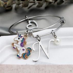 img 1 attached to Unicorn Bracelet Initial Jewelry Pendant Girls' Jewelry for Bracelets