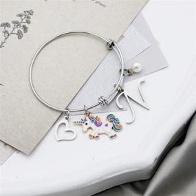 img 2 attached to Unicorn Bracelet Initial Jewelry Pendant Girls' Jewelry for Bracelets