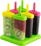 🍦 set of 6 popsicle molds - bpa free ice pop mold for kids and adults - assorted colors logo