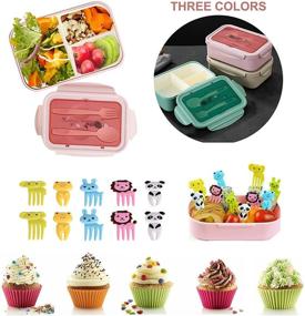 img 3 attached to Pink Bento Lunch Box Containers for Kids/Adults - Leak Proof Bento Boxes with Fruit Pick, Muffin Silicone Cup, Microwavable Dinner Box Utensils by MUJUZE