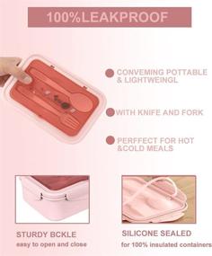 img 1 attached to Pink Bento Lunch Box Containers for Kids/Adults - Leak Proof Bento Boxes with Fruit Pick, Muffin Silicone Cup, Microwavable Dinner Box Utensils by MUJUZE