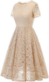 img 2 attached to 🌸 DRESSTELLS Women's Bridesmaid Tea Dress: Elegant Floral Lace Cocktail Formal Swing Dress