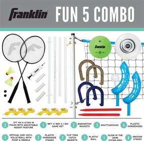 img 3 attached to Набор игр Franklin Sports Fun 5: бадминтон, волейбол, флип-тосс, летающий диск - подкидывание подков или кольцевое бросание - раскройте поток многоспортивного волнения!