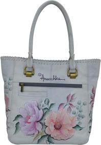 img 3 attached to Anuschka Handpainted Leather Large Shopper Tranquil Women's Handbags & Wallets in Satchels