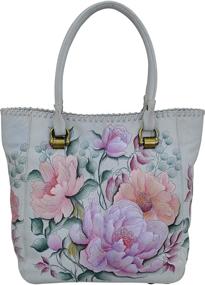 img 4 attached to Anuschka Handpainted Leather Large Shopper Tranquil Women's Handbags & Wallets in Satchels