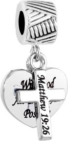 img 1 attached to 🔮 Religious Charm Jewelry: Scripture Cross Charms & Bible Verse Heart Charms – Silver Bracelets & Necklace