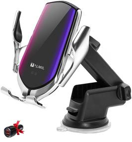 img 4 attached to 📱 Convenient Wireless Car Charger: Qi Auto-Clamping Air Vent & Dashboard Phone Holder - Compatible with iPhone 13/12/11/11Pro/11ProMax/XSMax/XS/XR/X/8, Samsung S10/S9/S8/Note10/Note9 - 10W/7W Fast Charging