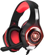 🎧 red over-ear headphones with mic and led lights for playstation 4 ps4, xbox one, pc, laptop - bluefire stereo gaming headset logo