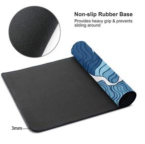 img 3 attached to 🖱️ XL Japanese Blue and White Wave Gaming Mouse Pad - Non-Slip Rubber Base, Stitched Edges Desk Pad - Extended Large Mice Pad, 31.5 X 11.8 Inch