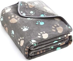 img 4 attached to 🐶 Теплое пледовое флисовое одеяло высокого качества для домашних животных - мягкое, стиральное, с милым принтом - идеально подходит для использования в помещении или на улице - серый - 31 х 24 дюйма.