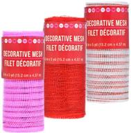 🎀 spruce up your valentine's day with diy red, pink & white decorative craft mesh ribbon - set of 3 (5-yd. rolls) logo