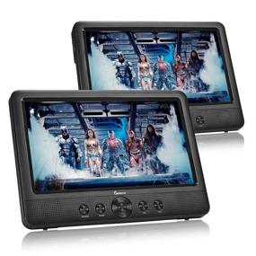 img 4 attached to 📺 IMPECCA Portable 10.1” Dual Screen DVD Player: Car Headrest & Home Use, USB/SD Reader, Rechargeable Battery, Last Memory, Two Screens for Same Movie