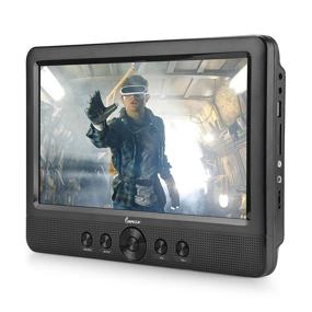 img 2 attached to 📺 IMPECCA Portable 10.1” Dual Screen DVD Player: Car Headrest & Home Use, USB/SD Reader, Rechargeable Battery, Last Memory, Two Screens for Same Movie