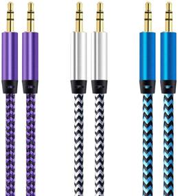 img 4 attached to 🔊 Premium 5FT Nylon Braided Aux Cable - Hi-Fi Sound Quality for Car Stereos, iPhone, iPad, Beats Solo Headphones, Samsung Galaxy - 3 Pack