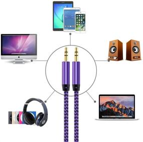 img 1 attached to 🔊 Premium 5FT Nylon Braided Aux Cable - Hi-Fi Sound Quality for Car Stereos, iPhone, iPad, Beats Solo Headphones, Samsung Galaxy - 3 Pack