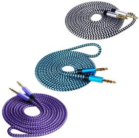 img 3 attached to 🔊 Premium 5FT Nylon Braided Aux Cable - Hi-Fi Sound Quality for Car Stereos, iPhone, iPad, Beats Solo Headphones, Samsung Galaxy - 3 Pack