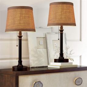 img 4 attached to 🏮 Set of 2 OnEach Maria Rustic Table Lamps - Bedside Desk and Reading Lamp Set for Bedroom, Living Room, Study - 20-inch, Dark Brown