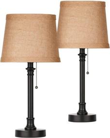 img 3 attached to 🏮 Set of 2 OnEach Maria Rustic Table Lamps - Bedside Desk and Reading Lamp Set for Bedroom, Living Room, Study - 20-inch, Dark Brown