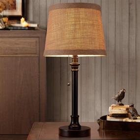 img 2 attached to 🏮 Set of 2 OnEach Maria Rustic Table Lamps - Bedside Desk and Reading Lamp Set for Bedroom, Living Room, Study - 20-inch, Dark Brown