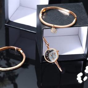 img 2 attached to Покупайте набор украшений Clastyle Elegant Rose Gold с россыпью розовых камней для женщин - женские браслетные часы с жемчужной коркой и браслетами