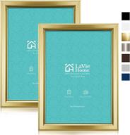 🖼️ pack of 2, gold 5x7 picture frames by lavie home - elegant frames with high definition glass for wall mount & tabletop display логотип