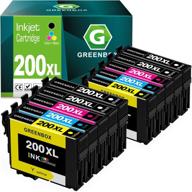 affordable greenbox remanufactured ink cartridges for epson 200xl series - xp-200 xp-310 xp-400 🖨️ xp-410 xp-300 wf-2520 wf-2540 wf-2530 printers - high-quality 4 black 2 cyan 2 magenta 2 yellow logo