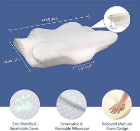 img 1 attached to 🌙 ортопедическая подушка с памятью Crystali Memory Foam для шеи и плечевой боли - поддержка шеи и формирование для бокового сна - эргономичный дизайн с гипоаллергенным чехлом для подушки