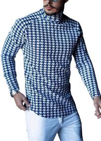 img 4 attached to 👕 Gafeng Slim Fit Turtleneck Check Houndstooth Winter Warm Tunic Top for Men - Lightweight Underwear Shirt