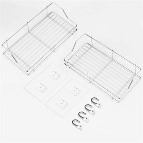 img 1 attached to 🛁 Set of Two 13-Inch Rustproof Stainless Steel Shower Caddies, Adhesive Bathroom Wall Mounted Storage Accessories Shower Shelf Organizer in Chrome