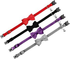 img 3 attached to 🐱 SIVEIS Breakaway Cat Bowtie Collar with Bell 4-Pack - Comfortable Velvet Bow Tie Cat Collar: Adjustable, Cute Safety Buckle for Pet Kitten Cats & Puppies