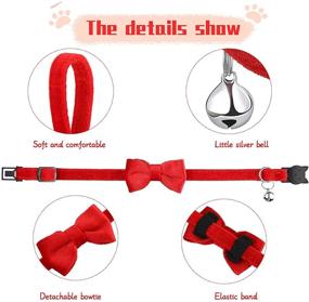 img 2 attached to 🐱 SIVEIS Breakaway Cat Bowtie Collar with Bell 4-Pack - Comfortable Velvet Bow Tie Cat Collar: Adjustable, Cute Safety Buckle for Pet Kitten Cats & Puppies