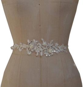 img 3 attached to 💎 Bling Paillette Rhinestone Bridal Sash Belt Applique: Ivory, DIY Wedding Dress Shoes - 1 Piece